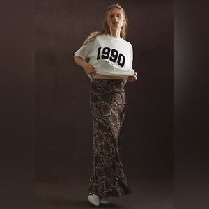 Anthropologie 4th & Reckless Novah Snakeskin Satin Maxi Skirt